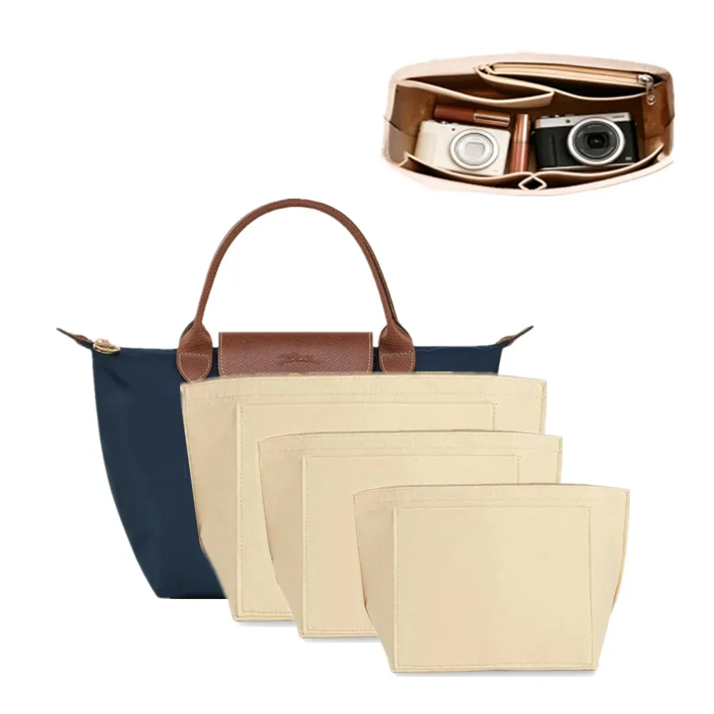 sac d'insertion en feutre pour sac à main longchamp, organisateur de sac en tissu feutré, support de maquillage, sac de voyage portable