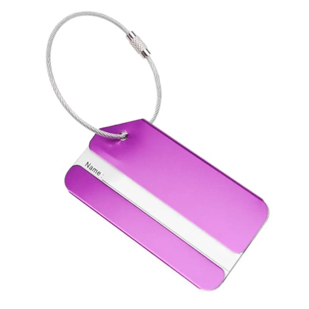 lot de 10 étiquettes de bagage en aluminium pour valise, étiquette de bagage en métal, identificateur de bagage avec carte d'identité et boucle en acier, accessoires de voyage