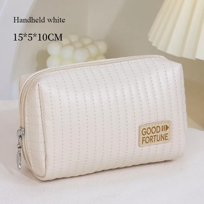 trousse de maquillage pratique, trousse de toilette portative de couleur unie en pu, sac de rangement de cosmétiques, rangement de voyage de grande capacité wj032