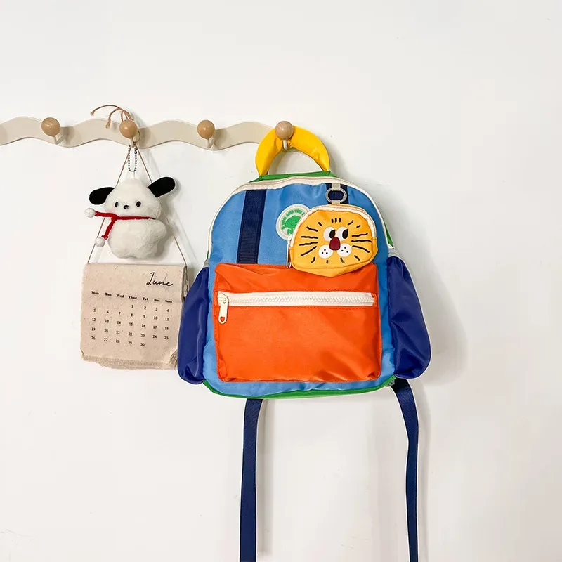 sac à dos pour enfants, nouvelle collection coréenne, décontracté, color block, en coton, avec poignée, pour la maternelle, léger, en promotion de la saison
