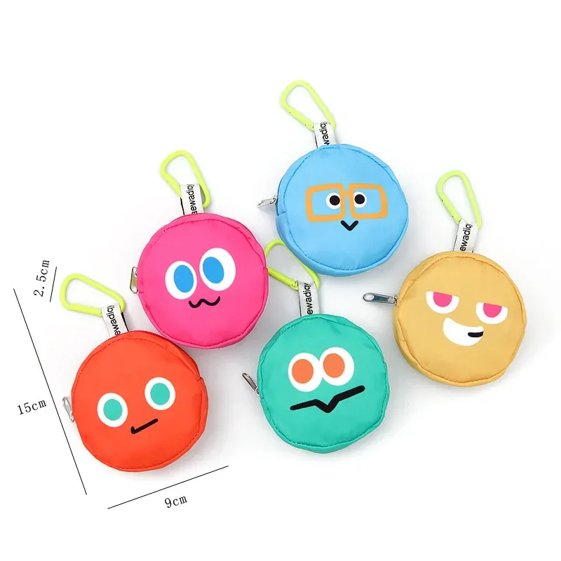 sac de rangement de clés pour femmes, design tendance, visage souriant, mini casque, sac de rangement de clés, porte-monnaie pendentif, sac de clés de dessin animé mignon pour filles