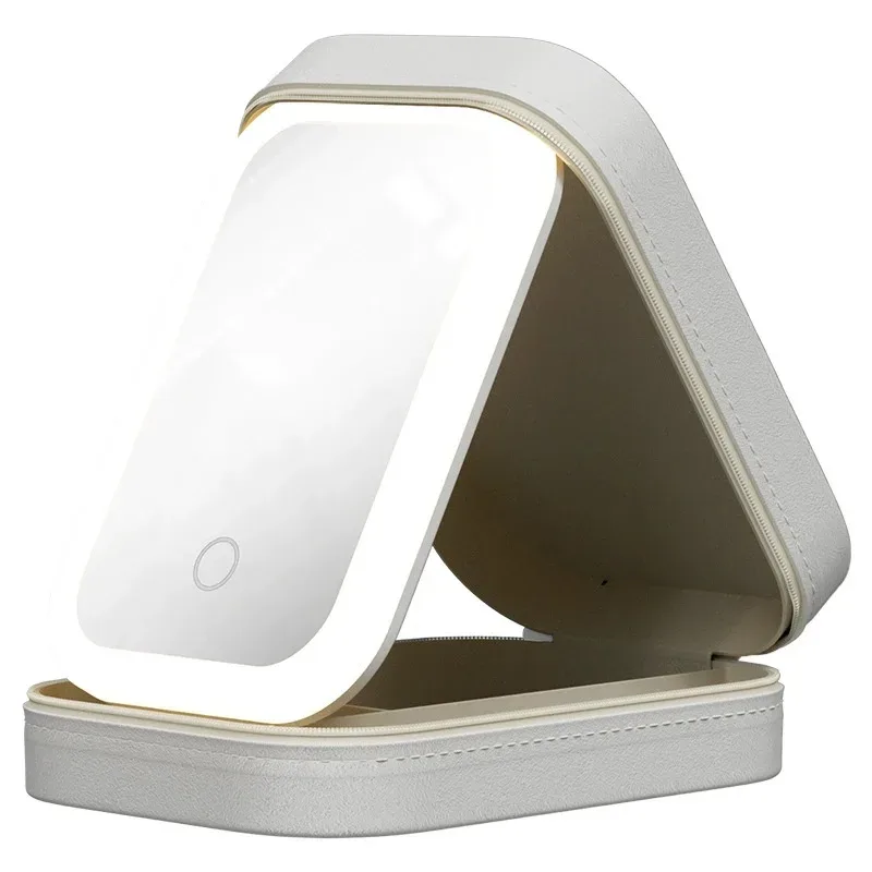trousse de maquillage intelligente led avec miroir pour femmes, petit sac de maquillage mignon, brosse à rouge à lèvres, esthéticienne féminine, produit de soins de la peau, boîte à cosmétiques