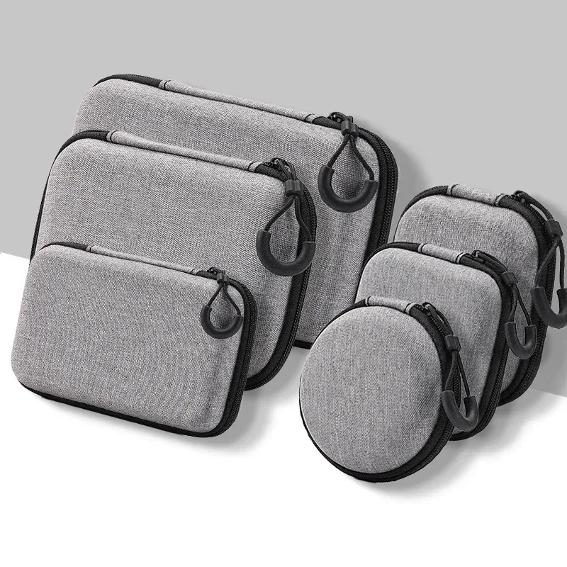 mini sac de rangement gris pour produits numériques, étui de protection antichoc, portable, sauna, téléphone, câble de données usb, chargeur u stick