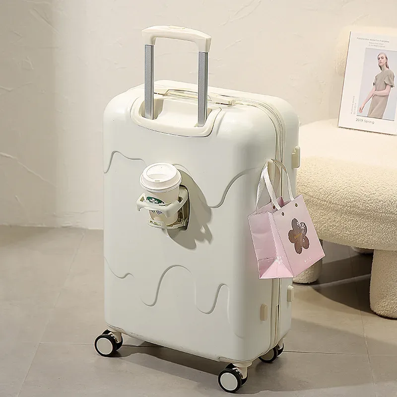 valise à roulettes de type crème glacée pour étudiants, valise à roulettes à quatre roues, bagage multifonctionnel, style mignon, boîte à serrure pour garçons, voyage, nouveau, 2025