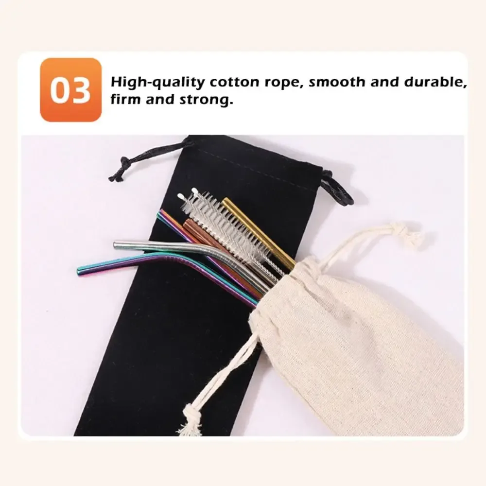 sac de rangement multifonctionnel en coton et lin avec cordon de serrage, anti-poussière, pour pailles et couverts, pour la maison