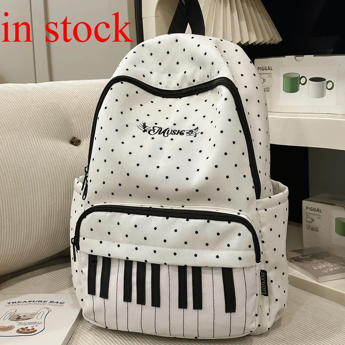 piano personnalisé mochilas mujer imprimé à pois mochila grande capacité sac à la mode simple bolsas sac à dos sacs pour femme
