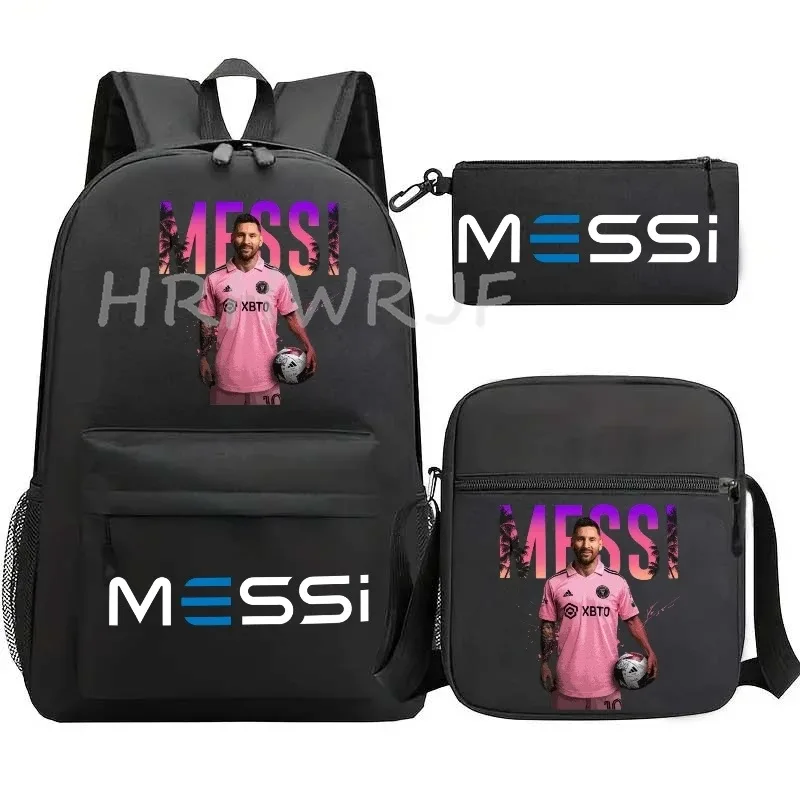 sac à dos de football messi imprimé, grande capacité, sacs d'école avec étui à stylos décontracté, sac à bandoulière, sac de sport no 10, sacs de voyage pour femmes et hommes