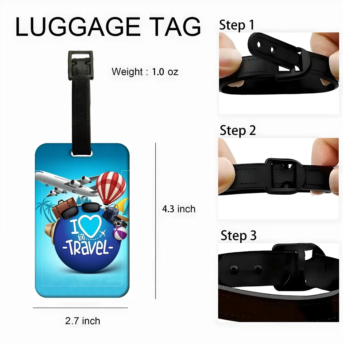 étiquette de bagage let's go travel en abs, porte-adresse créatif pour valise, accessoire d'embarquement portable pour bagages