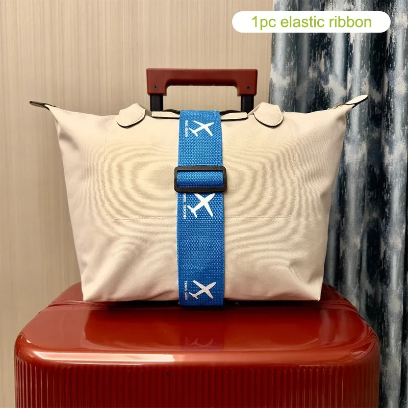 sangle de suspension fixe solide et résistante à l'usure, corde élastique pour bagages, ceinture de liaison imprimée à motif d'avion, ceinture de liaison pour valise