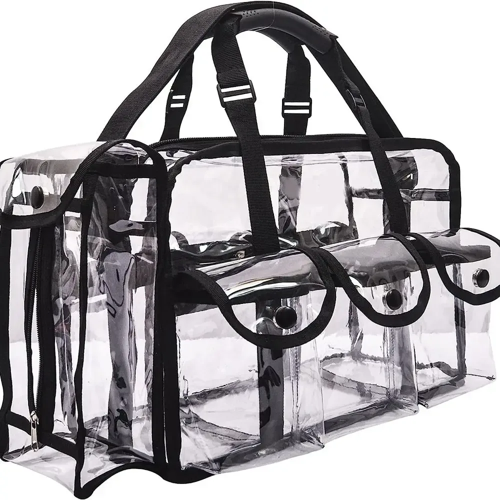 poches externes transparentes, porte-mouchoirs, sac transparent, sac à cosmétiques, sac de voyage, trousse de maquillage