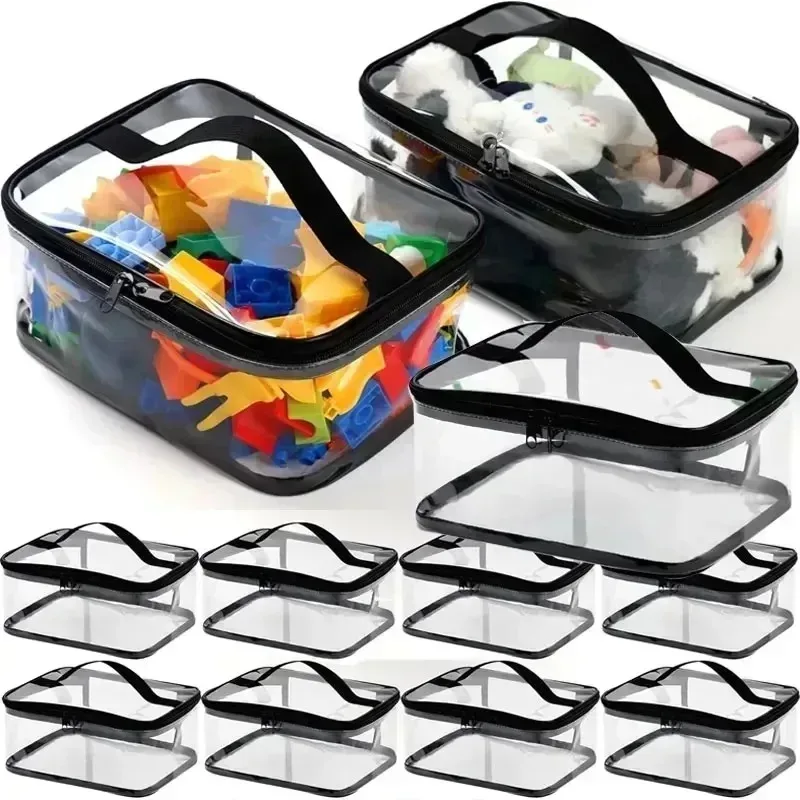 sac en pvc imperméable épais, extra large, transparent, pour rangement, organisateur portable, cosmétiques, jouets unisexes, voyage, pochette transparente réutilisable