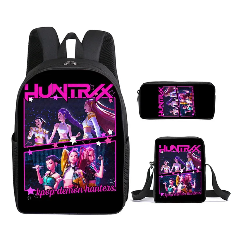sac à dos pour enfant avec poche avant, sacs à bandoulière, trousses à crayons pour les enfants de 5 à 10 ans, sacs d'école kpop demon hunters pour garçons et filles