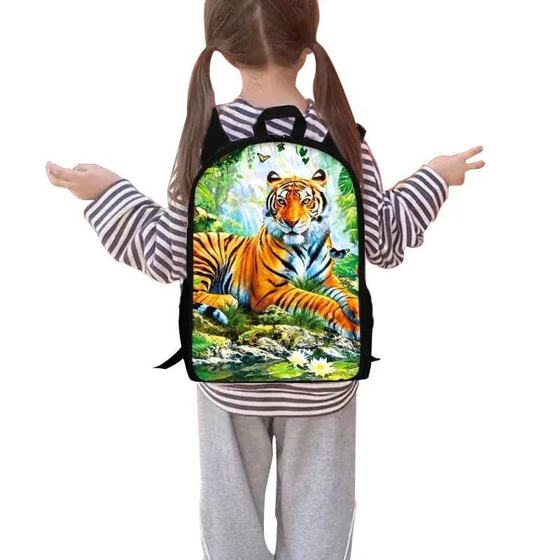 ensemble de sacs à dos trois pièces anime tiger pour garçons et filles, meilleurs cadeaux, sac à dos d'école de dessin animé 3d pour enfants