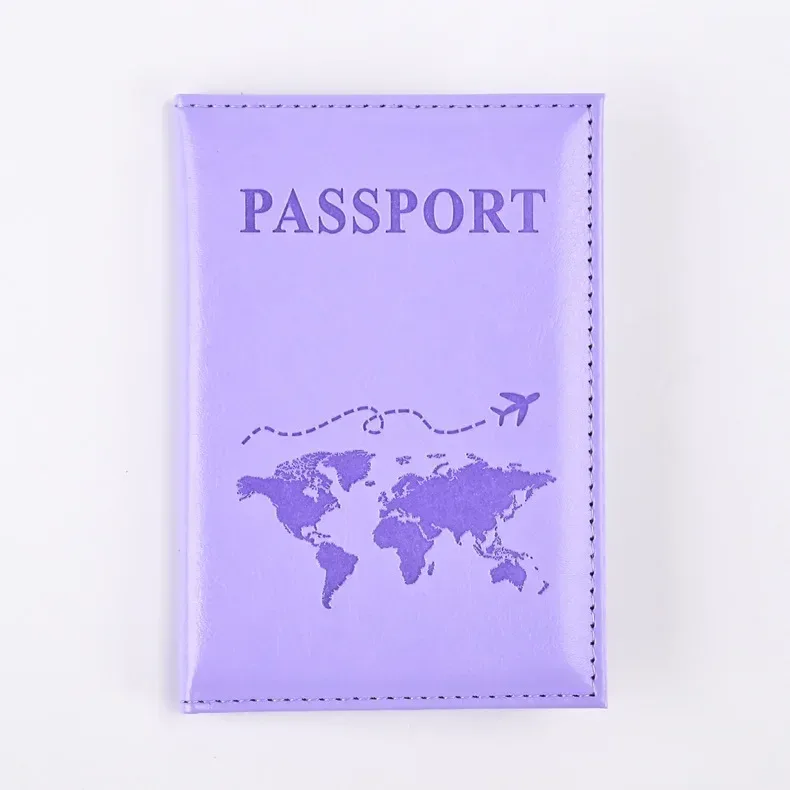 porte-passeport en pu pour femmes, motif de carte, couverture de passeport, portefeuille de voyage, clip pour billet de vol, porte-carte d'identité, accessoires de voyage