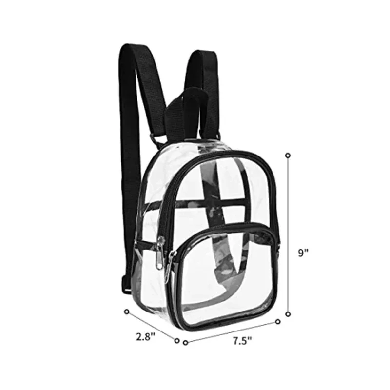 sac transparent en pvc, sac à dos de voyage transparent, sac à bandoulière, sangle pour livre, terrain de sport, mini cartable de voyage étanche approuvé pour enfant