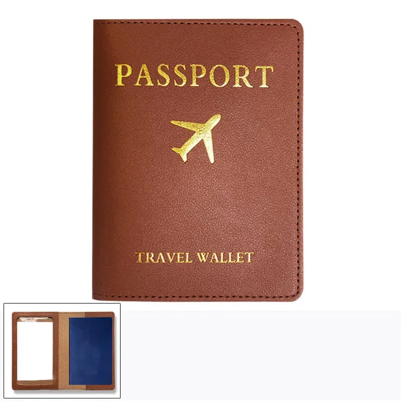 porte-passeport en cuir pu pour femmes et hommes, clip multifonctionnel pour billet d'avion, portefeuille et étui pour carte d'identité, 1pc