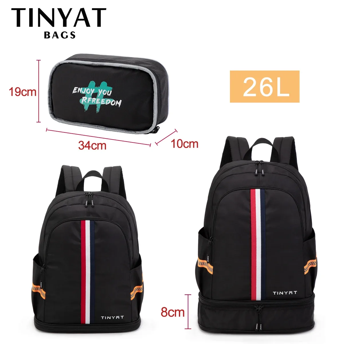 tinyat sac à dos de sport sac étanche pour femme sac à main de retour à l'école sac à dos de voyage pliable pour hommes avec rangement de chaussures pour salle de sport
