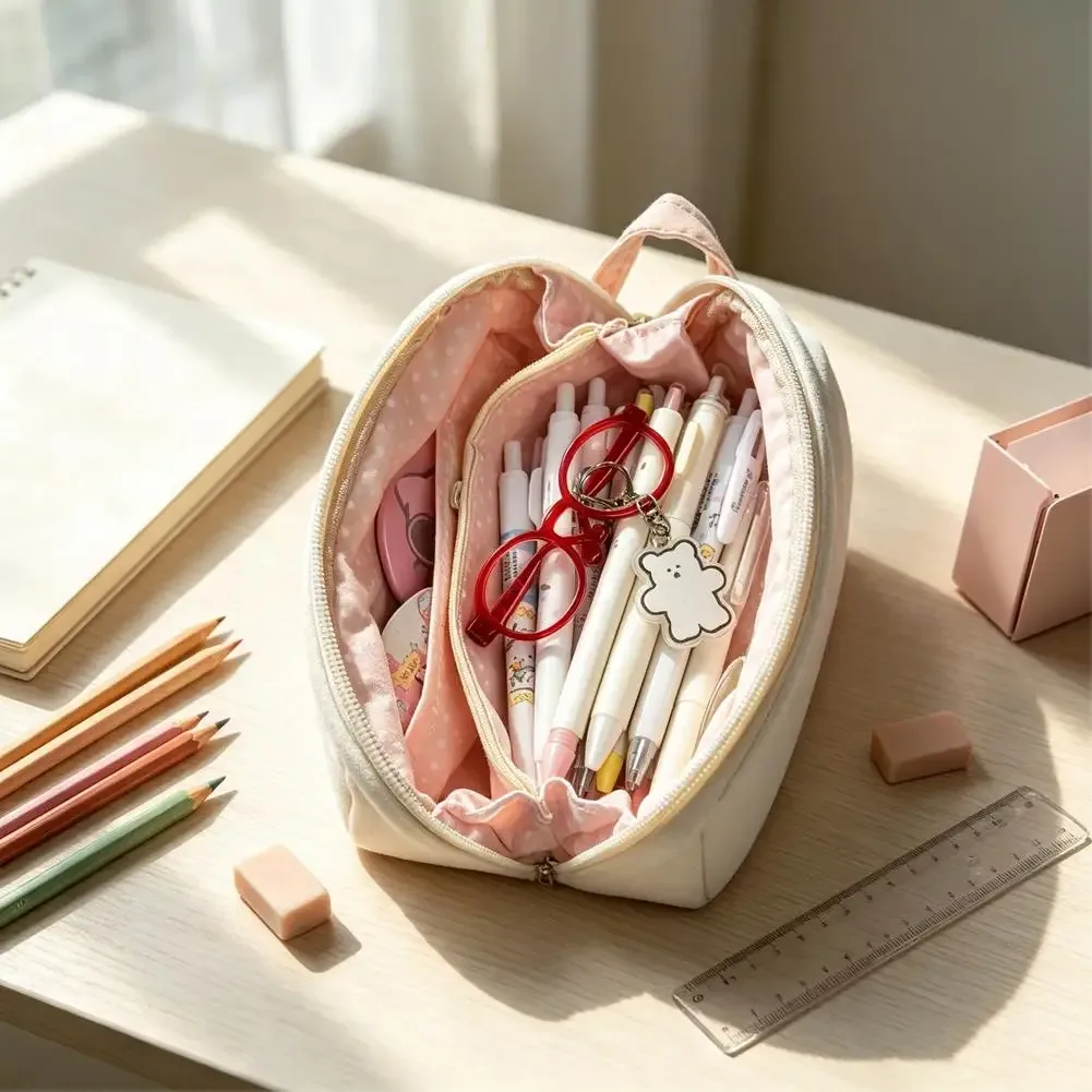 trousse à crayons en forme de coquille, sac de maquillage de grande capacité, sac de rangement multifonctionnel, pochette de rangement de voyage à fermeture éclair pour papeterie