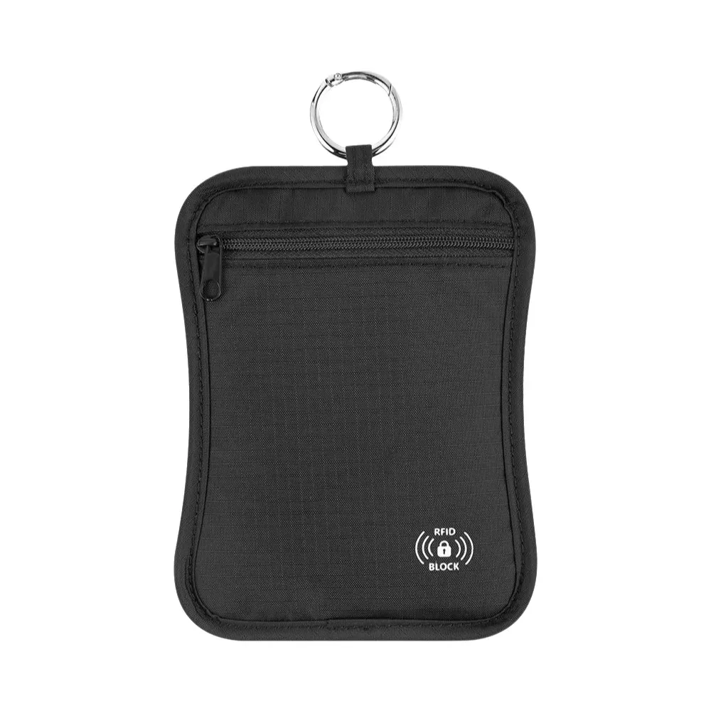 porte-monnaie portable en nylon anti-rfid avec crochet, sac de rangement pour documents, porte-passeport de voyage unisexe résistant à l'usure