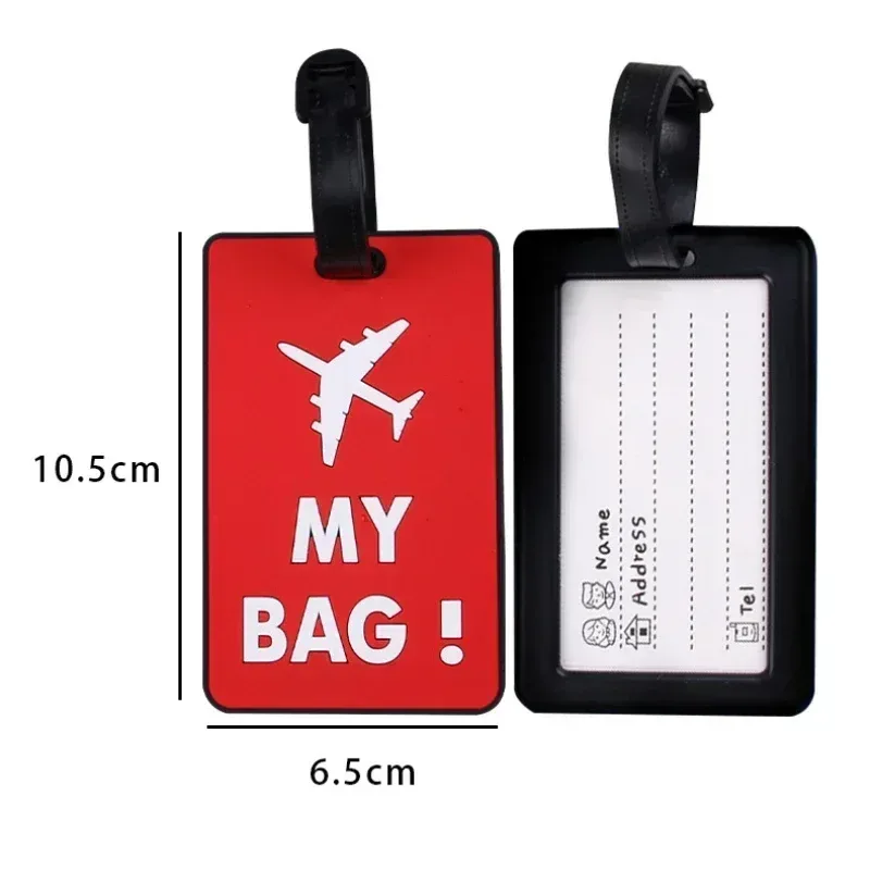 étiquette de bagage en pvc souple pour hommes et femmes, lettre imprimée, étiquette de voyage, nom de valise, étiquettes de sac, avion, attro, mignon, accessoires