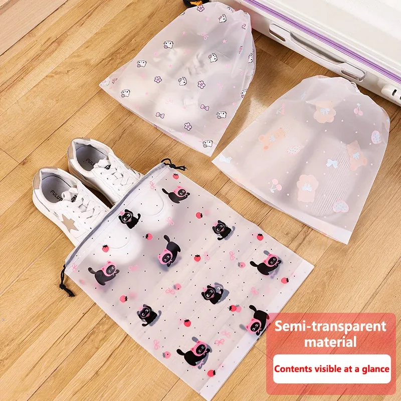 sac de rangement transparent imperméable à cordon en plastique pour cosmétiques, serviettes et chaussettes, idéal pour la salle de bain et la plage - lot de 10