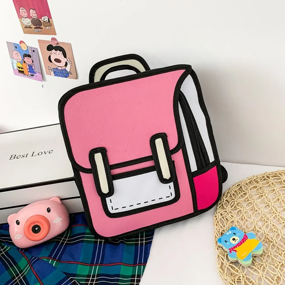 sac à dos d'étudiant tendance avec imprimé de bande dessinée 2d, grande capacité, sangle réglable, sac à dos léger pour garçons et filles
