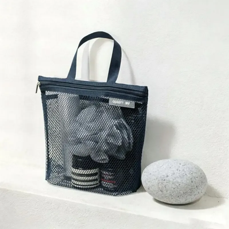 mini trousse à cosmétiques en maille avec poignée, organiseur portable à fermeture éclair pour maquillage et articles de toilette, pour voyage, salle de bain, salle de sport, 4 couleurs