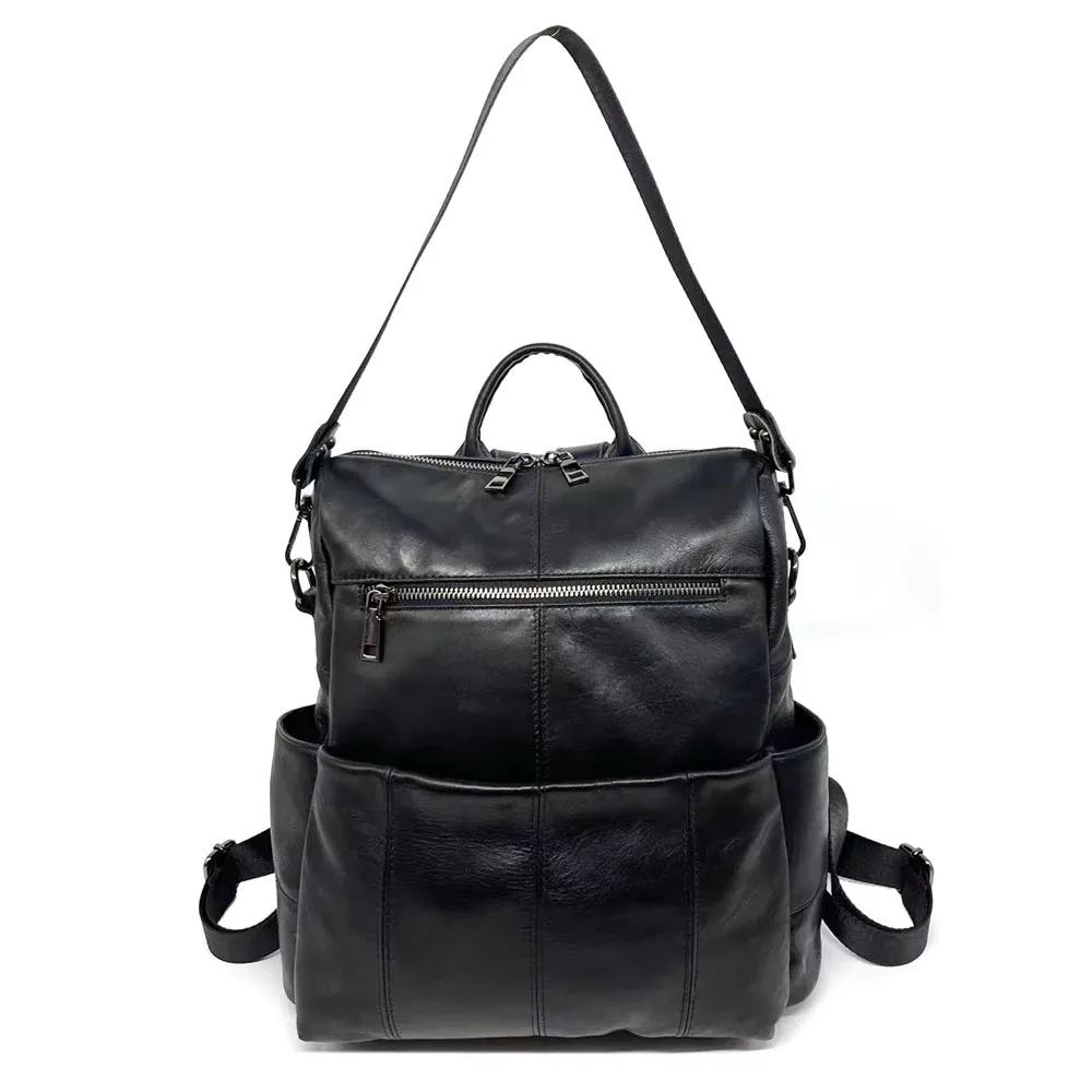 sac à dos quotidien décontracté en cuir de vache, multifonctionnel pour femmes, sacs à bandoulière en cuir véritable, mode dames, sac de voyage en cuir de vache