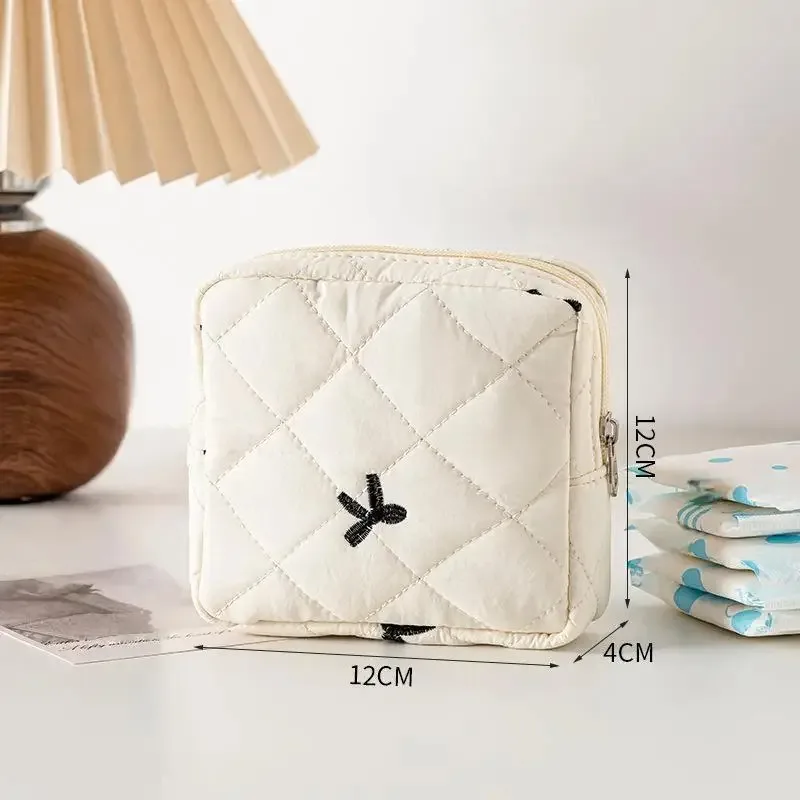 sacs de rangement pour serviettes hygiéniques mignons et de grande capacité, sacs à nœuds de dessin animé portables, organiseur de tampons pour les règles des filles, pochette