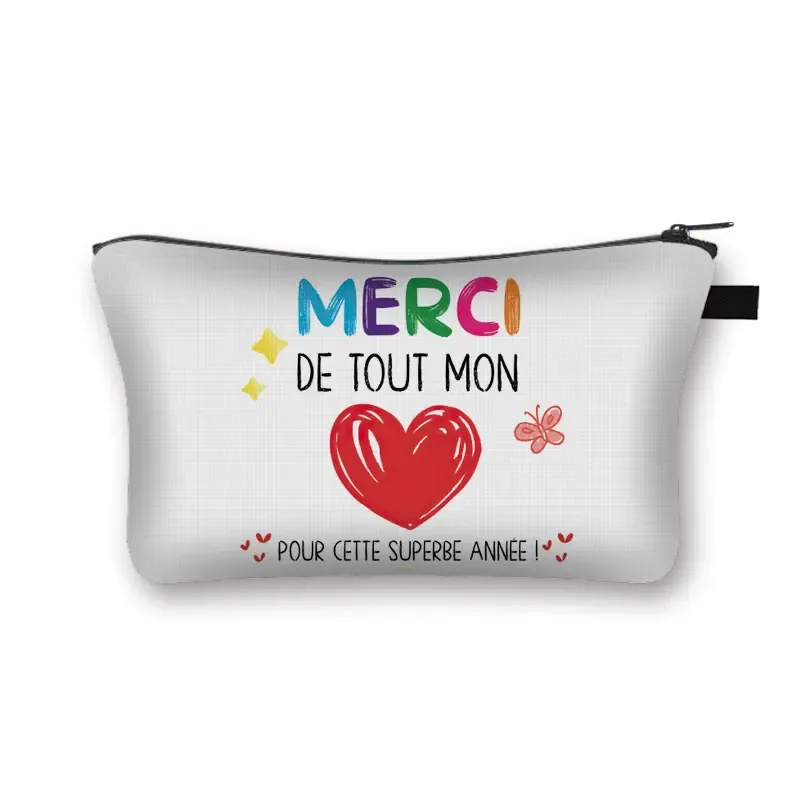 merci enseignant/ gracias maestra/ merci maitresse trousse à cosmétiques femmes trousse de maquillage filles organisateur cosmétique cadeau de remise des diplômes