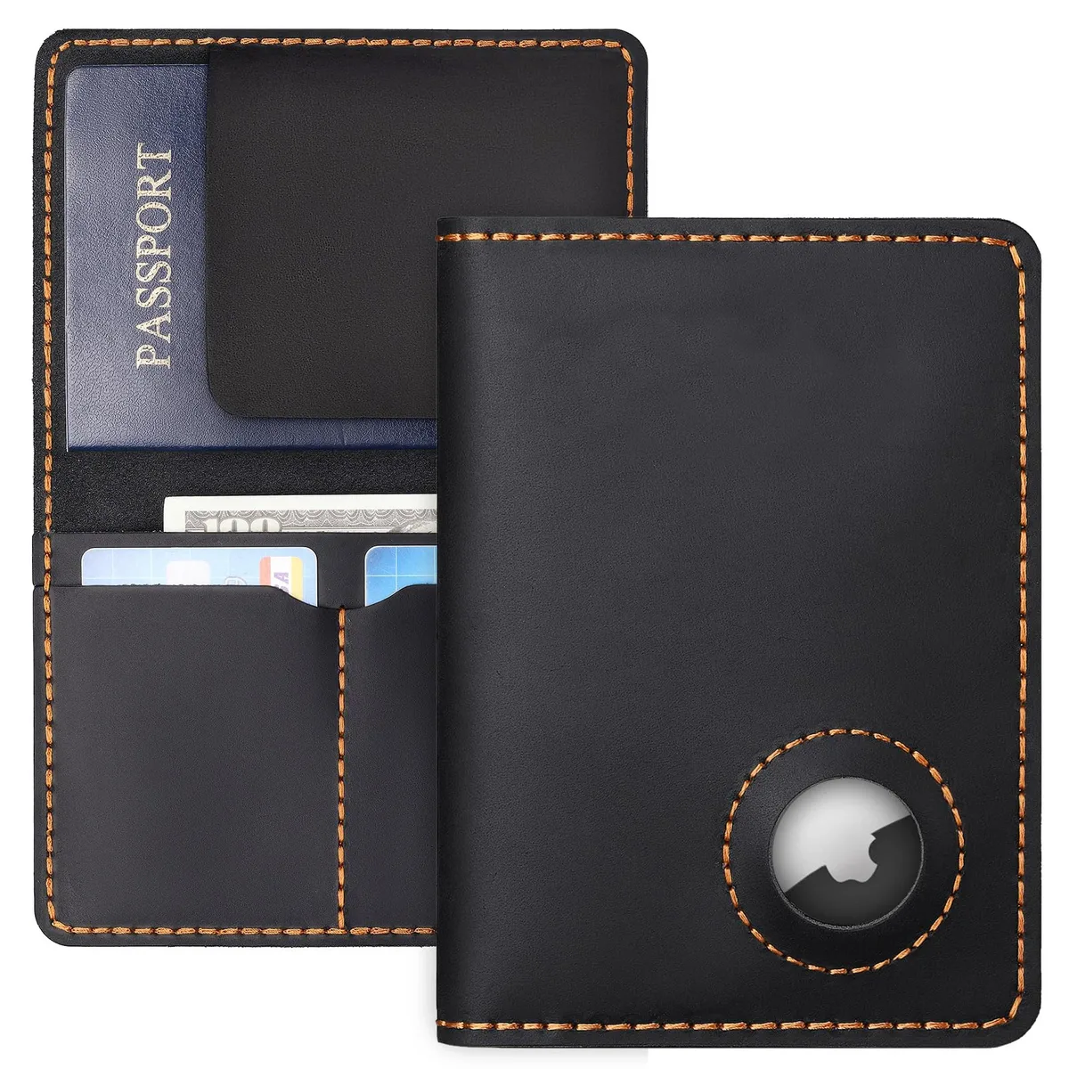 nouveau airtag porte-passeport couverture vintage en cuir pleine fleur à la main rfid blocage portefeuille tracker carte étui 10x14 cm