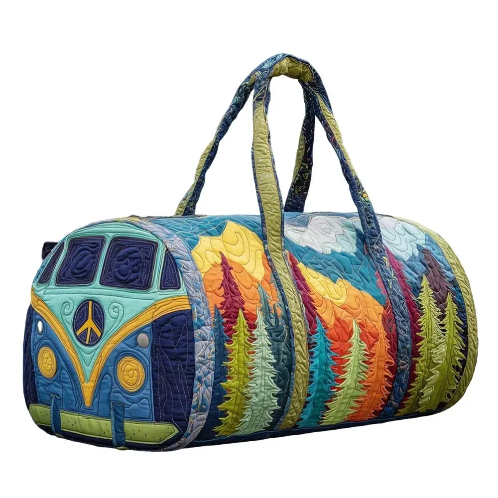 sac de voyage matelassé en coton de la série bus, design 3d, style bohème, sac de sport hippie, motif grenouille, sac de week-end, pour la gym et l'entraînement