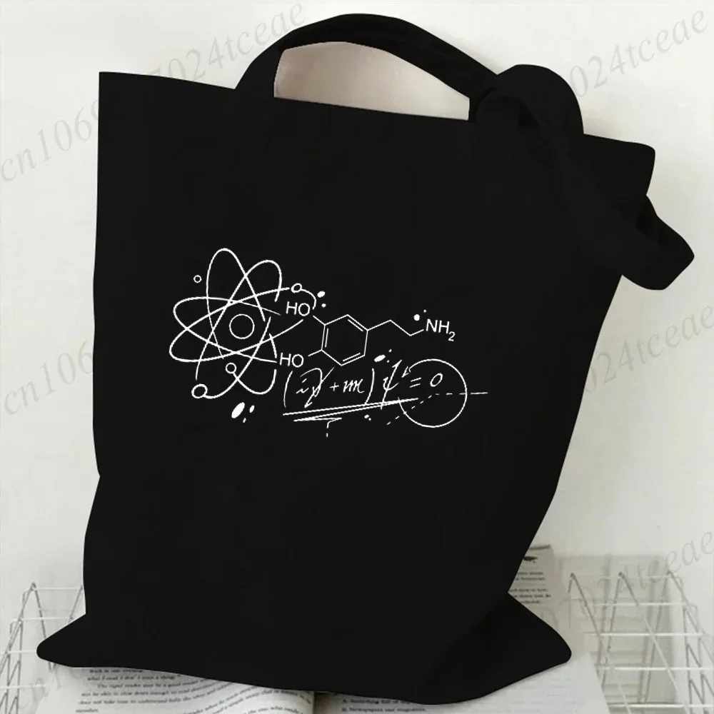 sac fourre-tout en toile pour femme, motif notes de musique, grande capacité, réutilisable, pour le quotidien