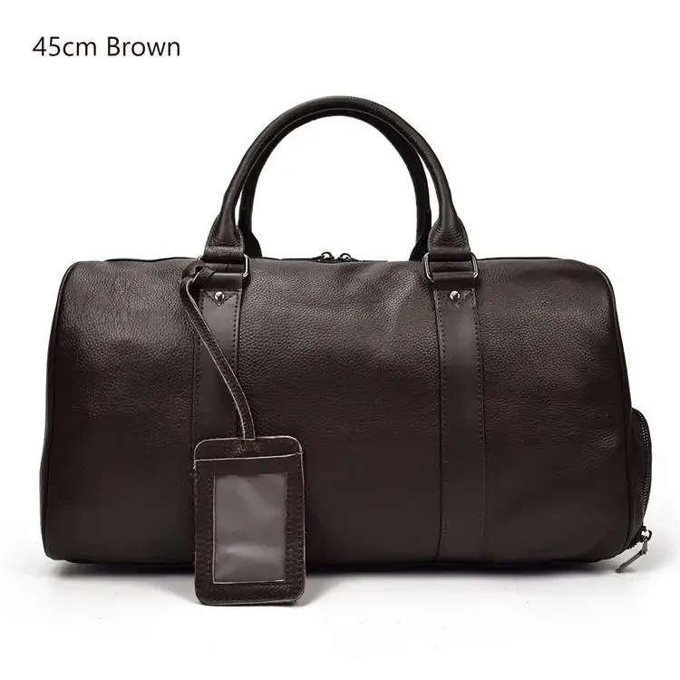 sacs de voyage en peau de vache naturelle, sac de nuit imperméable en cuir pour hommes, sac à main pour bagages d'avion, sac de week-end pour hommes d'affaires 55cm