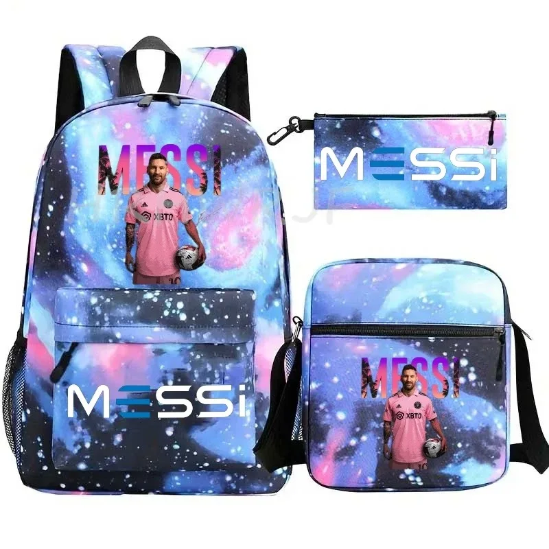 sac à dos de football messi imprimé, grande capacité, sacs d'école avec étui à stylos décontracté, sac à bandoulière, sac de sport no 10, sacs de voyage pour femmes et hommes