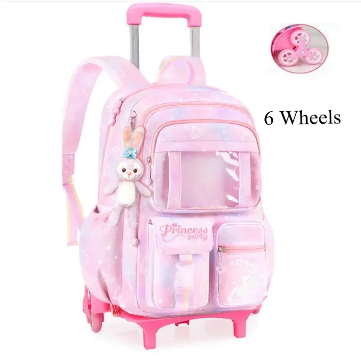 sac à dos à roulettes pour filles, cartable à roulettes