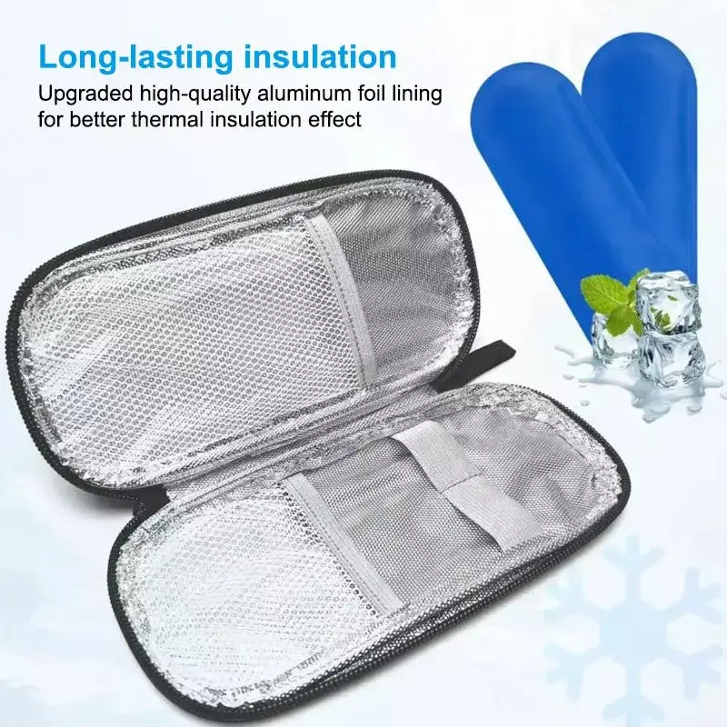 étui isotherme pour insuline avec 2 blocs réfrigérants réutilisables, sac de rangement pour médicaments, solution portable pour les voyages et les activités de plein air
