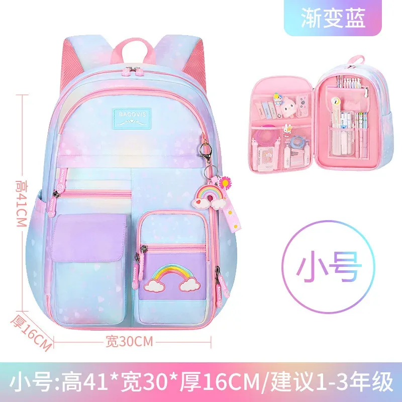 cartable d'école primaire pour filles, sac à dos d'étudiant mignon, grande capacité, étanche, ouverture latérale, sacs d'école pour enfants, sac de livre