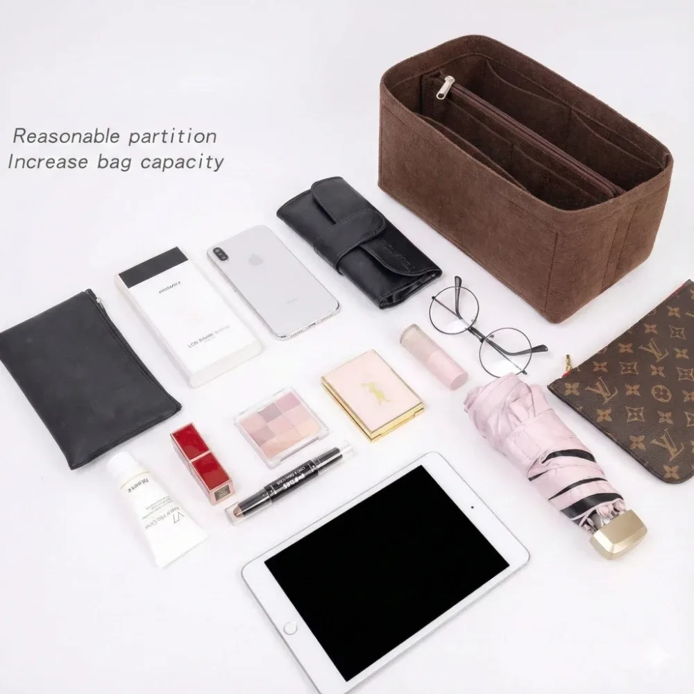 organisateur de sac à main en feutre, organisateur d'insertion pour sac à main de luxe speedy 25 30 35, sac de maquillage, doublure modelante, pochette intérieure de voyage