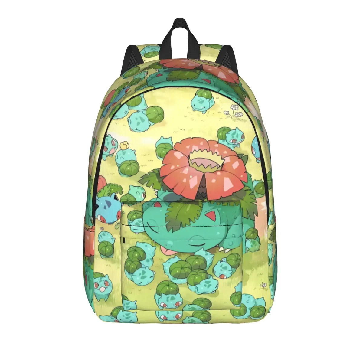 sac à dos de voyage bulbasaur forest cartoon, sacs à dos de voyage pour hommes, sacs d'école secondaire à motifs colorés, sac à dos cool