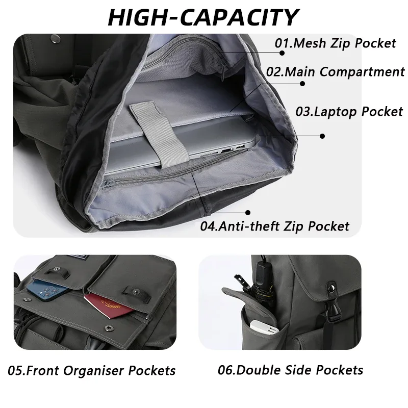 mode étanche grande capacité cordon sac à dos pour hommes oxford durable voyage collège étudiant ordinateur portable sac d'école bookbag