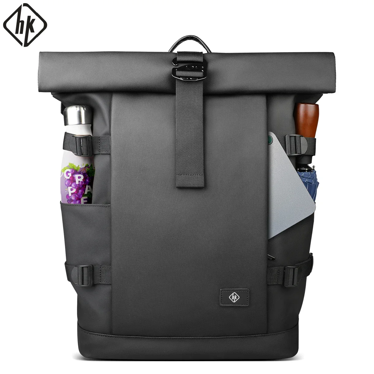 hk – sac à dos de voyage extensible pour hommes, grande capacité, sac à dos de randonnée étanche, sac à dos pour ordinateur portable de 17 pouces, sac d'école pour hommes