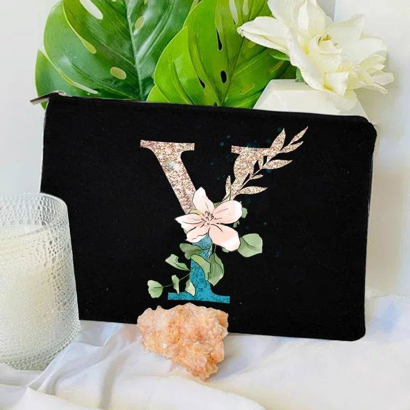 sacs à fermeture éclair pour maquillage initial dégradé, pochette de voyage pour toilettes, rouge à lèvres, enterrement de vie de jeune fille, pochette cosmétique pour demoiselle d'honneur