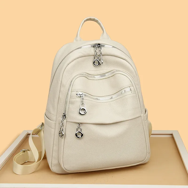 sac à dos multi-couches élégant en pu, grande capacité, simple, pour les trajets quotidiens et les étudiants
