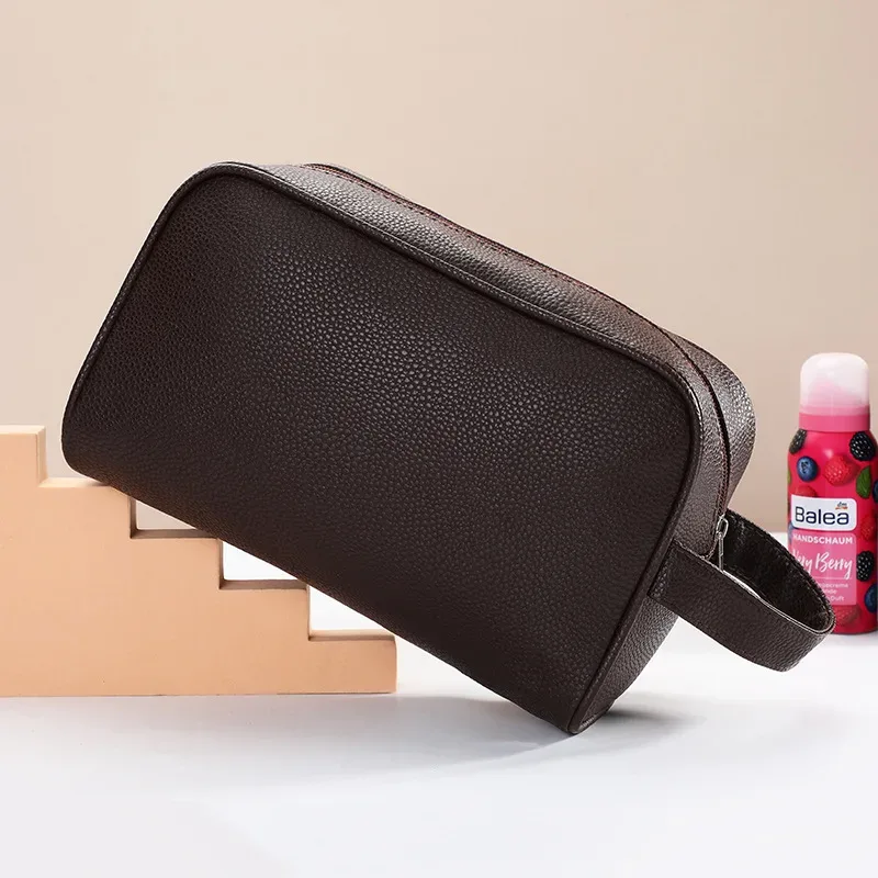 trousse de maquillage pour hommes de grande capacité avec nom ou lettre personnalisée, trousse de toilette portable à fermeture éclair pour voyage d'affaires, trousse de maquillage pour hommes