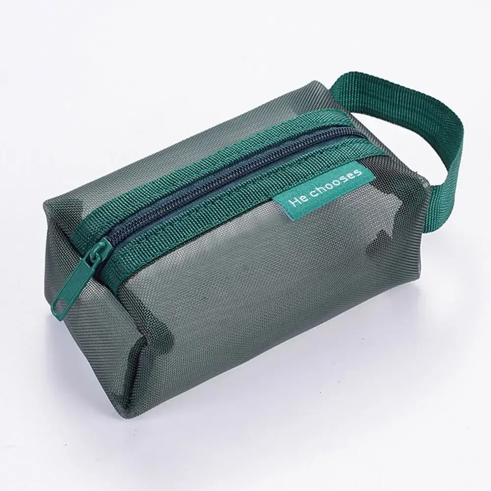 sac de maquillage en maille de couleur rétro, sac de rangement à fermeture éclair, sac cosmétique transparent, trousse de toilette, sac de rangement de grande capacité pour femme