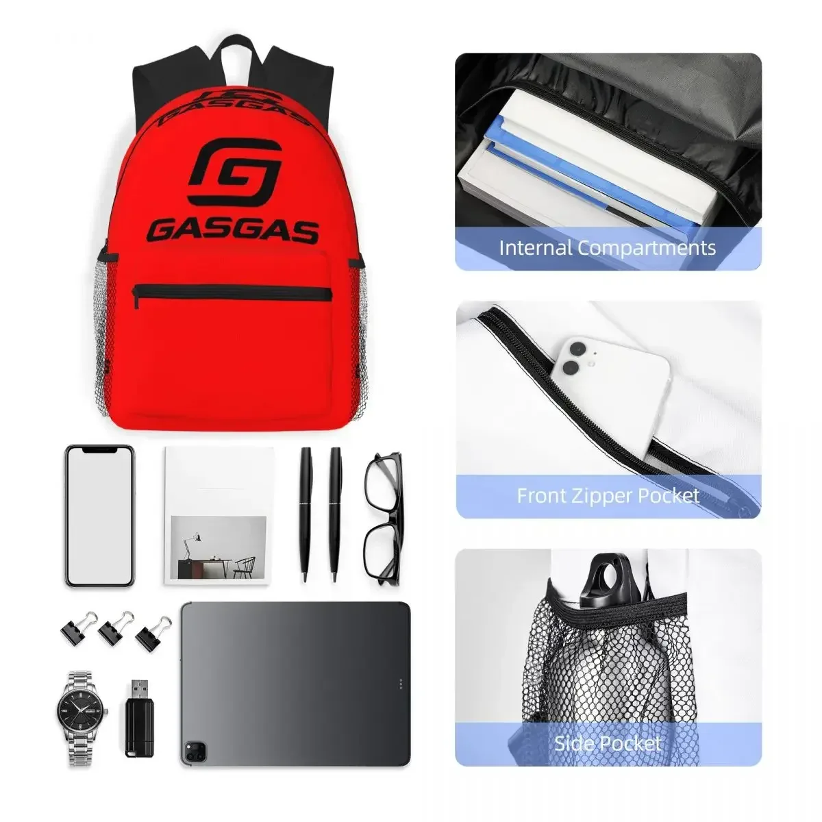 sac à dos g-gasgas pour moto, course moto, étudiant, école, randonnée, voyage, pour garçons et filles, sac à livres, sacs à bandoulière