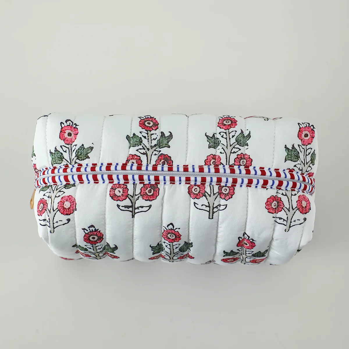 sac à cosmétiques à fleurs, trousse de toilette matelassée pour femmes et filles, sac organisateur de voyage avec doublure rayée, cadeau de demoiselle d'honneur