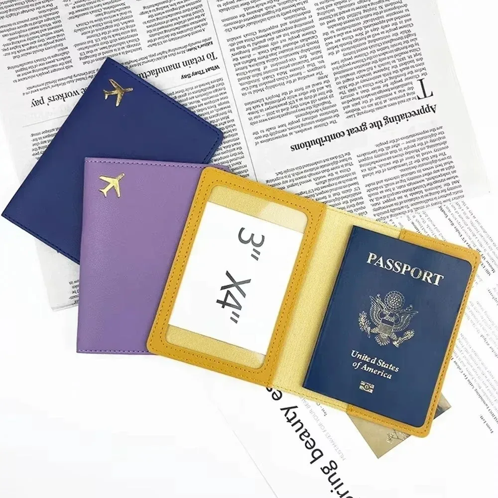 porte-passeport en cuir pu, léger, portable, housse de protection pour passeport, couleur unie, étanche, portefeuille pour cartes de crédit