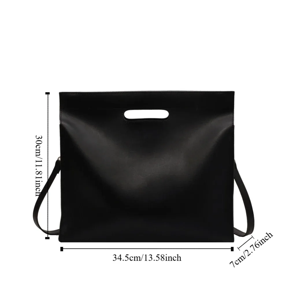 sac fourre-tout élégant en pu pour documents de bureau, grande capacité, couleur unie, sacoche pour ordinateur, sac bandoulière, sac à documents pour filles
